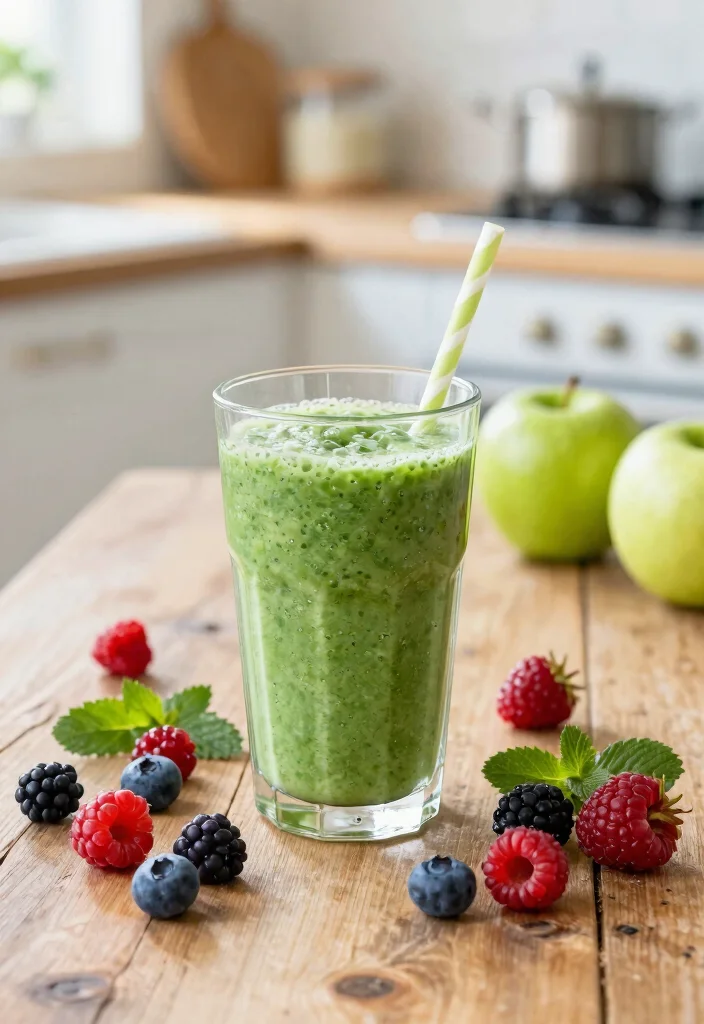 16 Green Apple Smoothie Recipes Refreshing and Light - 6. Green Apple and Berry Smoothie 1