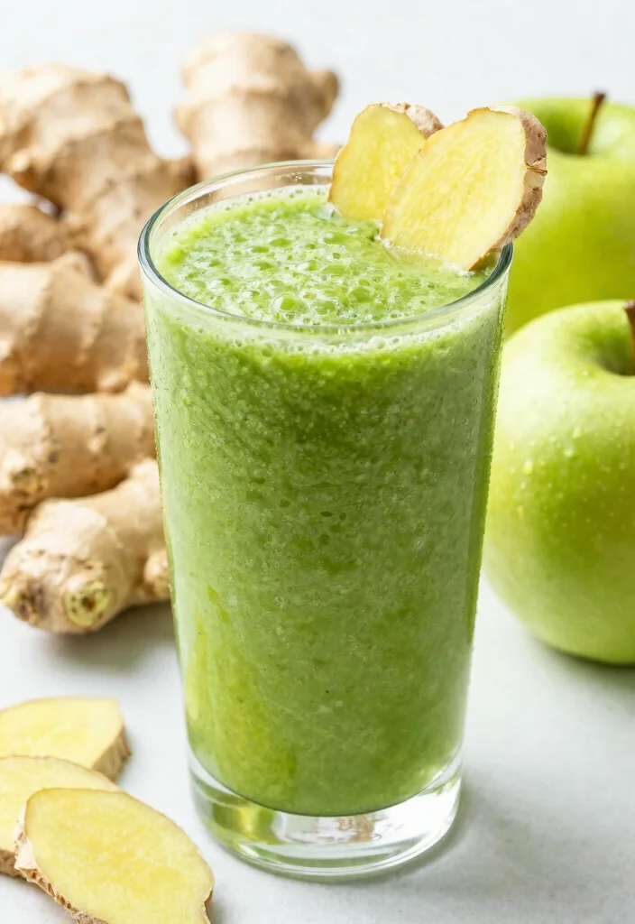 16 Green Apple Smoothie Recipes Refreshing and Light - 8. Spicy Green Apple Ginger Smoothie 1