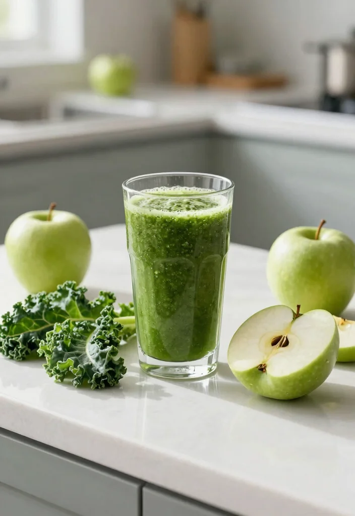 16 Healthy Apple Smoothie Recipes with Fiber - 12. Apple Kale Smoothie 1