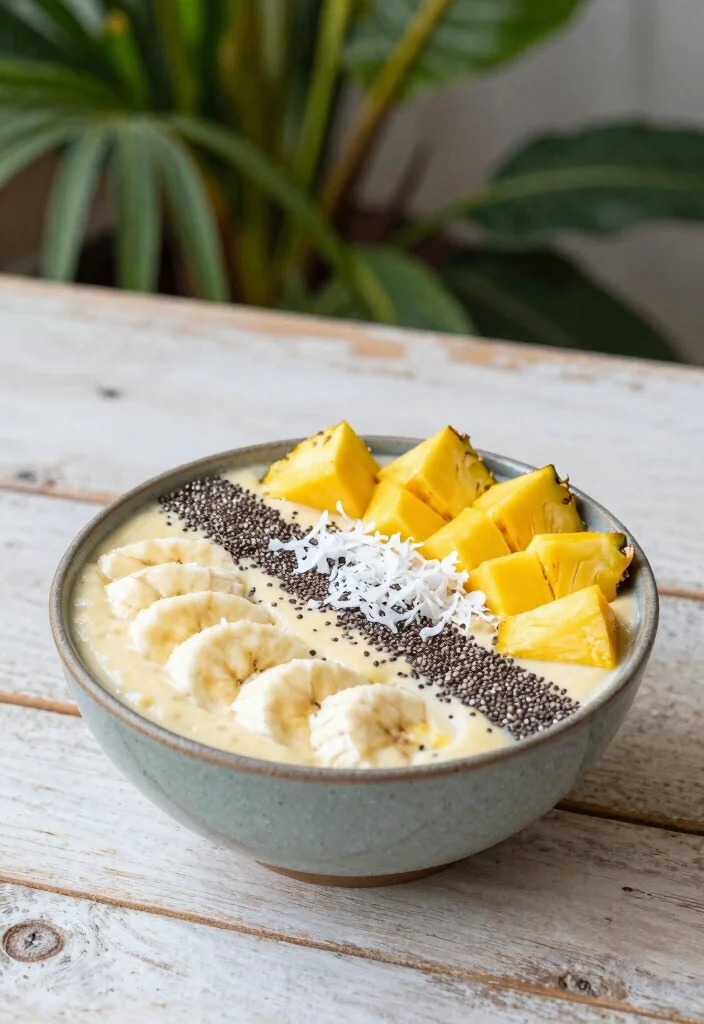 16 Spirulina Smoothie Bowl Recipes Packed with Nutrients - 1. Tropical Spirulina Smoothie Bowl 1