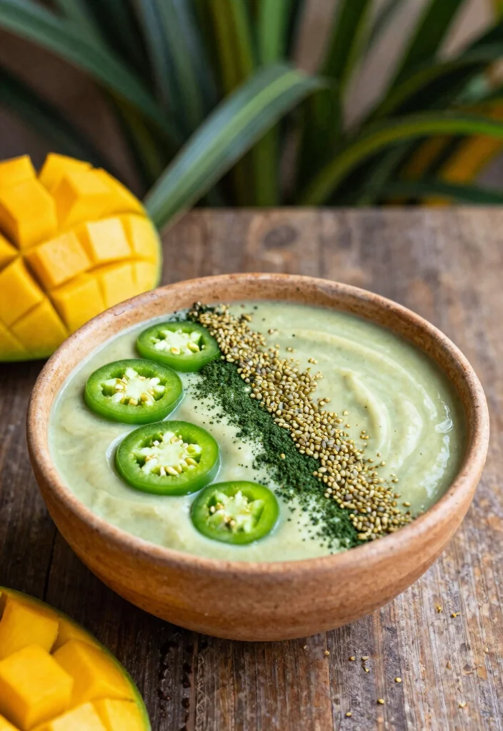 16 Spirulina Smoothie Bowl Recipes Packed with Nutrients - 13. Spicy Mango Spirulina Bowl 1