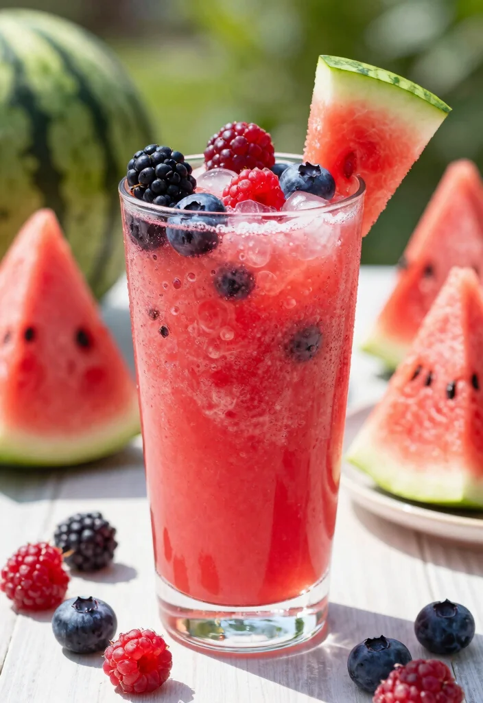 16 Watermelon Detox Juice Recipes for Summer Hydration and Light Refreshment - 10. Watermelon Berry Bliss 1