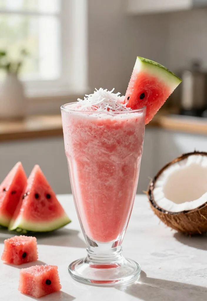 16 Watermelon Detox Juice Recipes for Summer Hydration and Light Refreshment - 14. Watermelon Coconut Smoothie 1