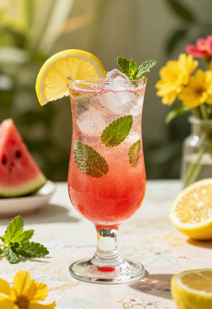 16 Watermelon Detox Juice Recipes for Summer Hydration and Light Refreshment - 9. Watermelon Lemon Mint Sparkler 1
