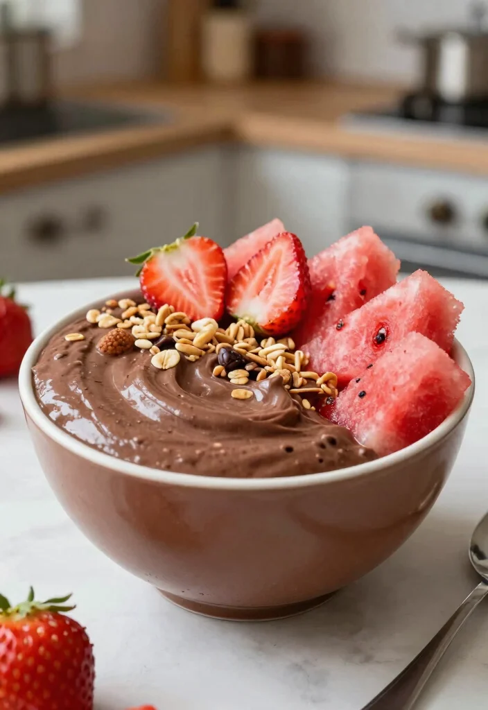 16 Watermelon Smoothie Bowl Recipes for Summer - 11. Chocolate Watermelon Smoothie Bowl 1