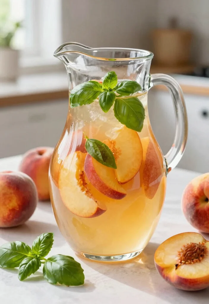 17 Aesthetic Detox Water Recipes Perfect for Pinterest, Jars, and Visual Inspiration - 7. Peach Basil Delight 1