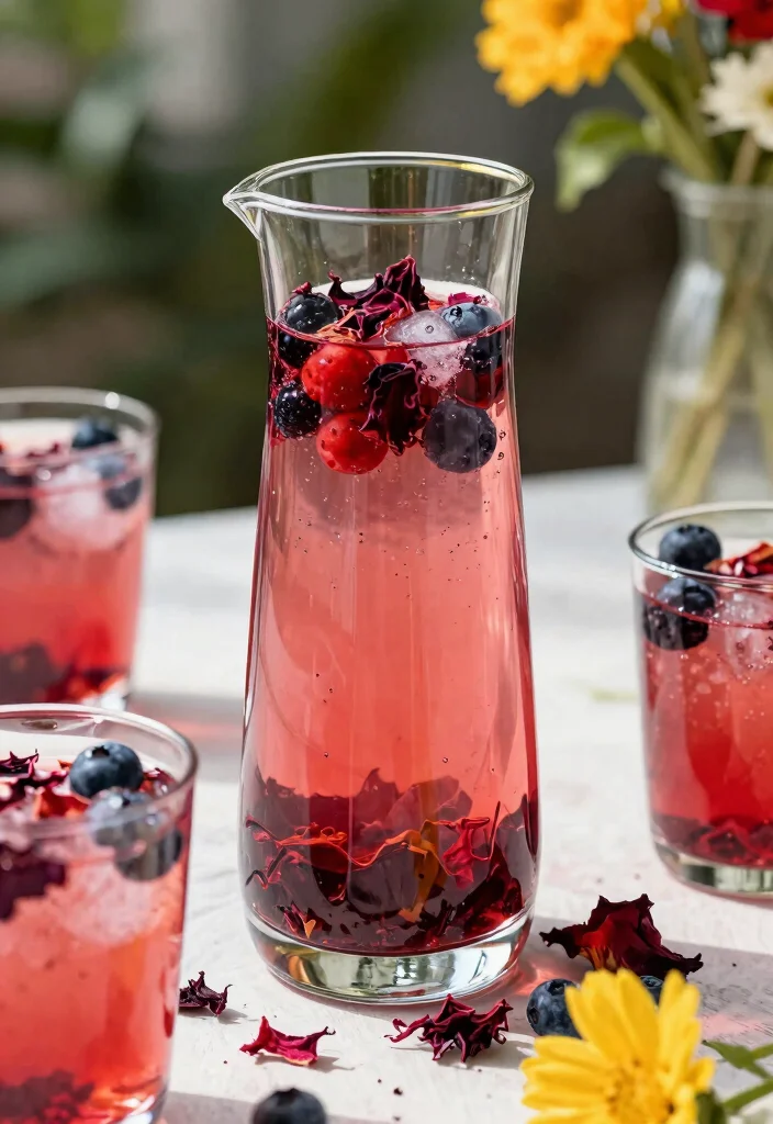 17 Aesthetic Detox Water Recipes Perfect for Pinterest, Jars, and Visual Inspiration - 9. Sparkling Berry Hibiscus Water 1