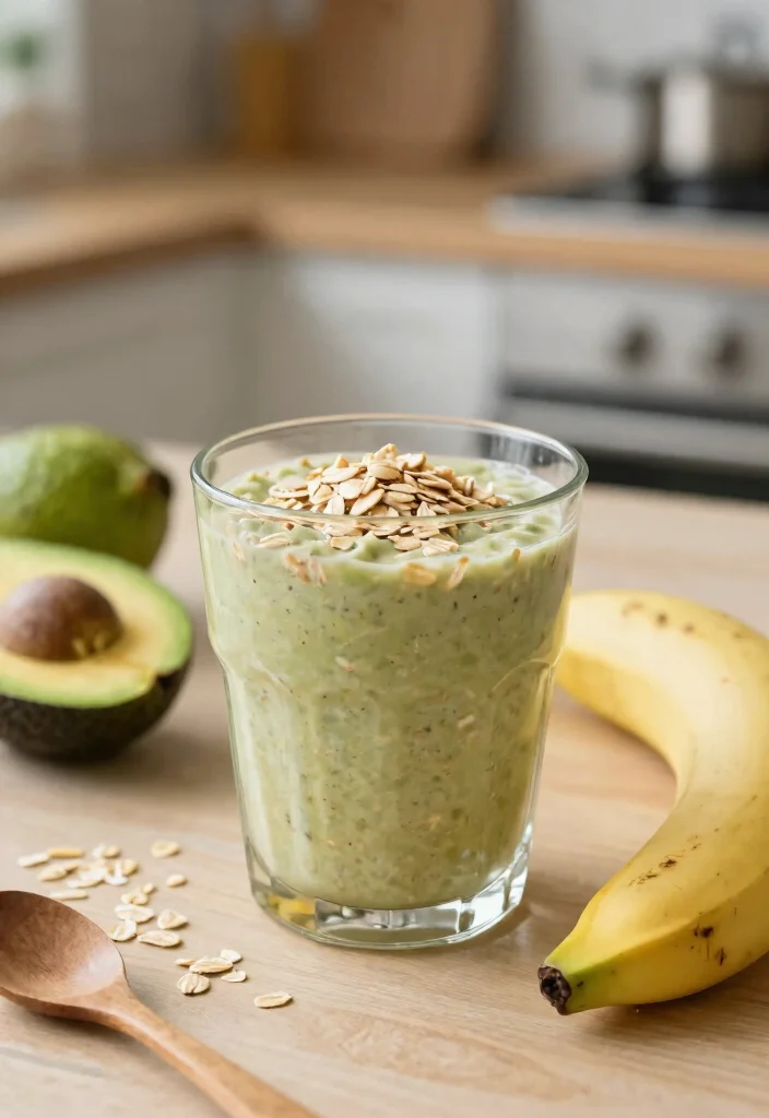 17 Avocado Smoothie Recipes for Healthy Fats - 9. Avocado Oatmeal Smoothie 1