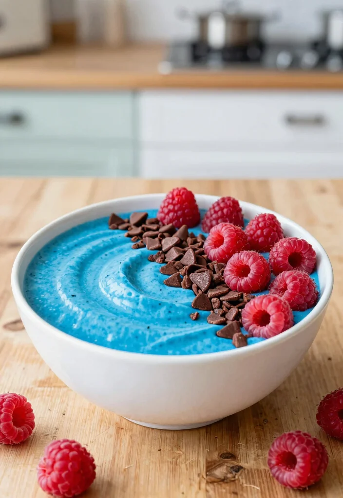 17 Blue Spirulina Smoothie Bowl Recipes Vibrant and Healthy - 11. Raspberry Chip Blue Spirulina Bowl 1