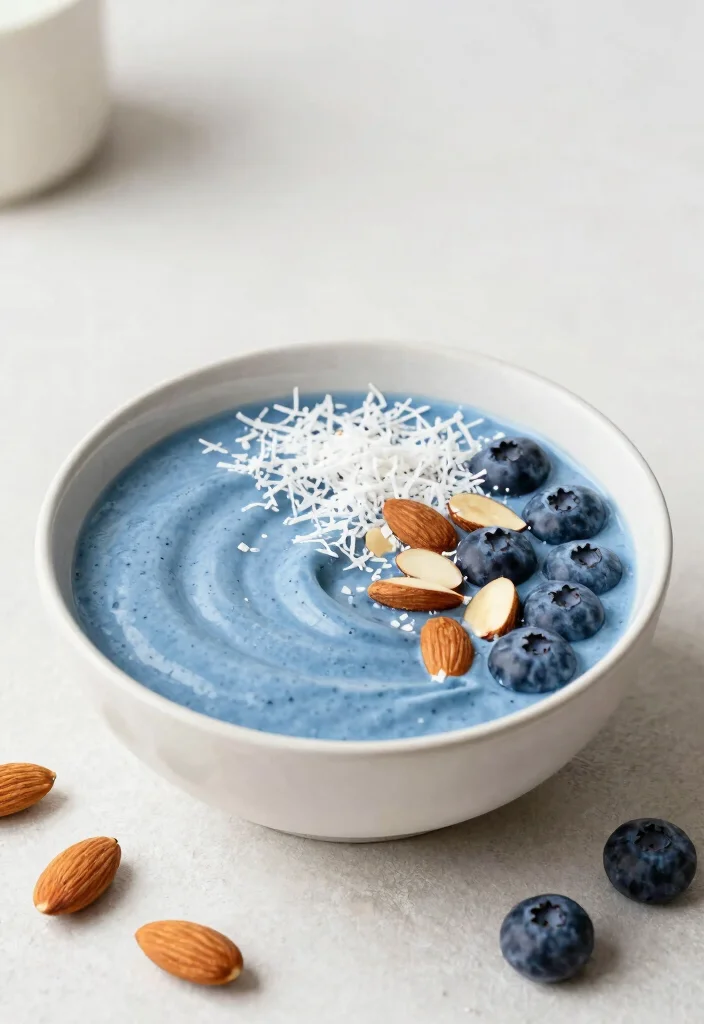 17 Blueberry Smoothie Bowl Recipes Rich in Antioxidants - 7. Blueberry Almond Joy Smoothie Bowl 1