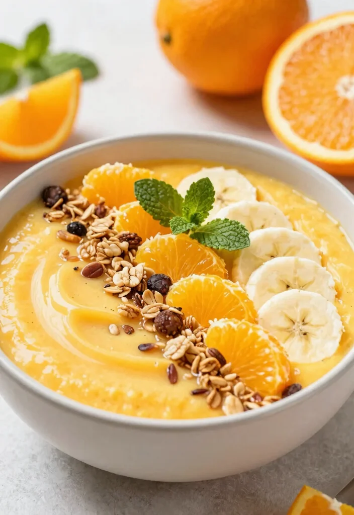 17 Creamy and Healthy Banana Smoothie Bowl Recipes - 13. Citrus Bliss Banana Smoothie Bowl 1