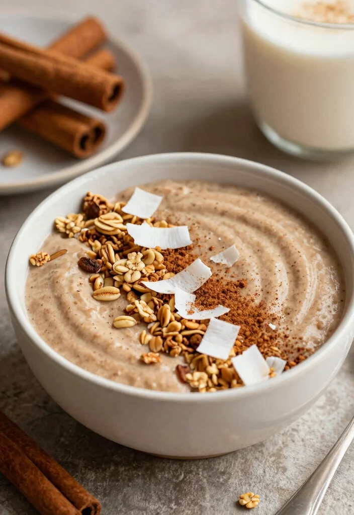 17 Creamy and Healthy Banana Smoothie Bowl Recipes - 16. Cozy Cinnamon Roll Banana Smoothie Bowl 1