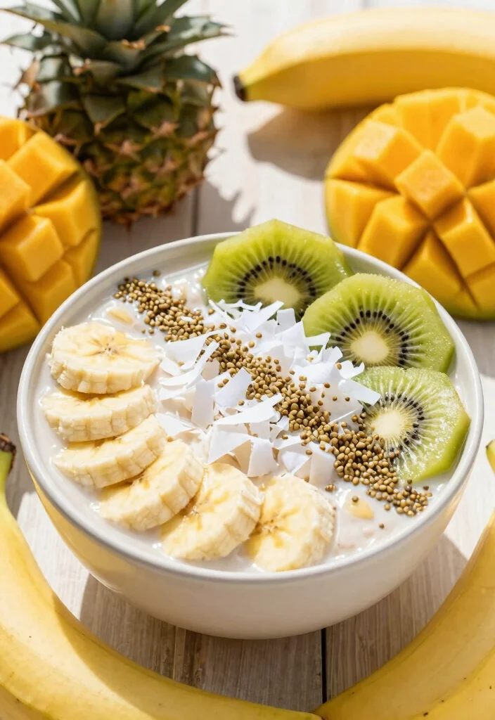 17 Creamy and Healthy Banana Smoothie Bowl Recipes - 2. Tropical Banana Paradise Bowl 1