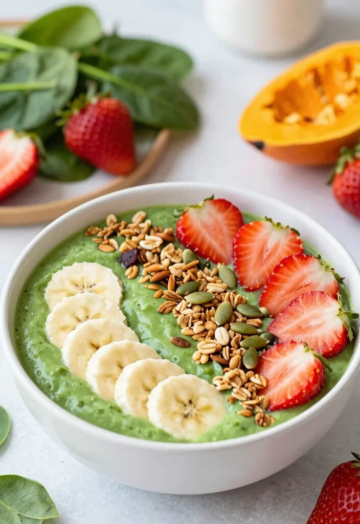 17 Creamy and Healthy Banana Smoothie Bowl Recipes - 3. Green Banana Smoothie Bowl 1
