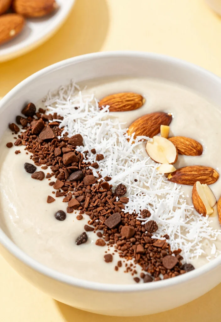 17 Creamy and Healthy Banana Smoothie Bowl Recipes - 7. Almond Joy Banana Smoothie Bowl 1