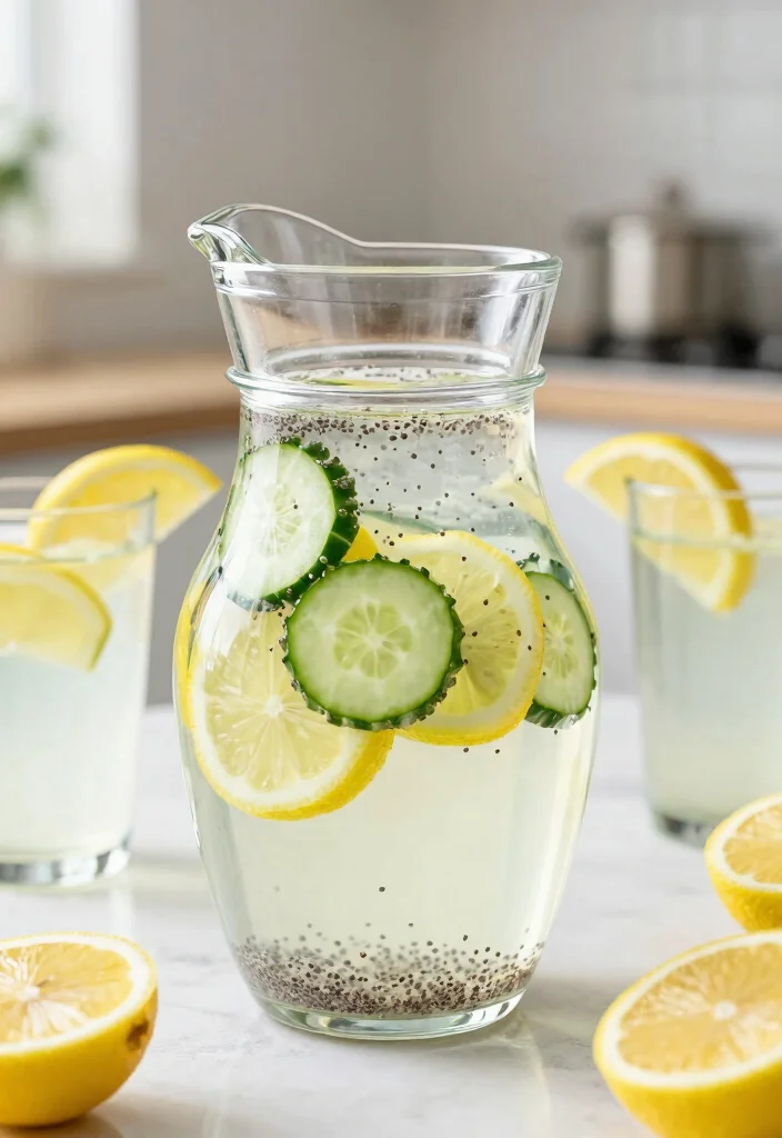17 Cucumber Detox Water Recipes for Hydration, Refreshing Taste, and Light Belly Support - 12. Cucumber, Chia Seed, and Lemon Detox Water 1