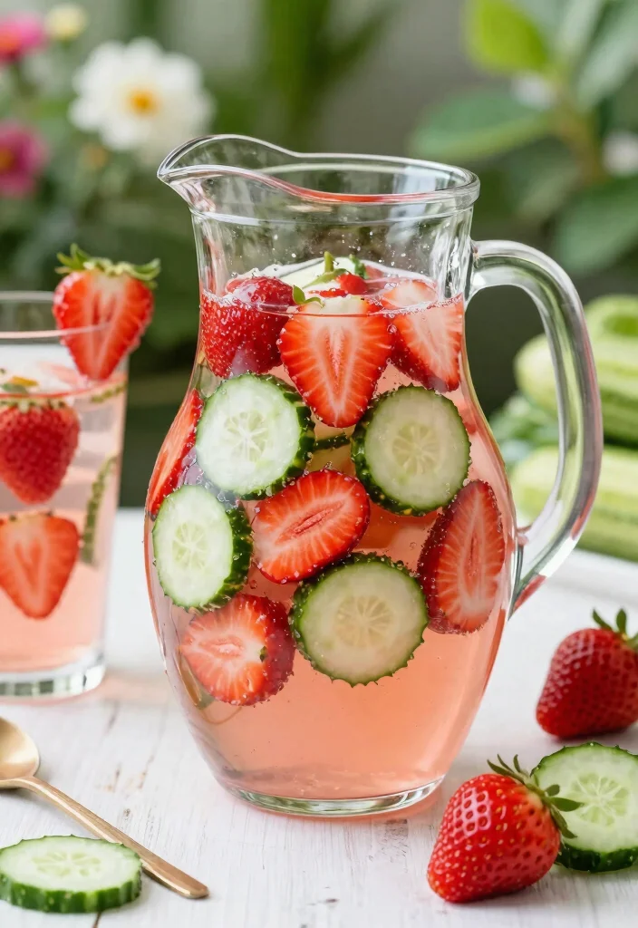 17 Cucumber Detox Water Recipes for Hydration, Refreshing Taste, and Light Belly Support - 6. Cucumber and Strawberry Detox Water 1