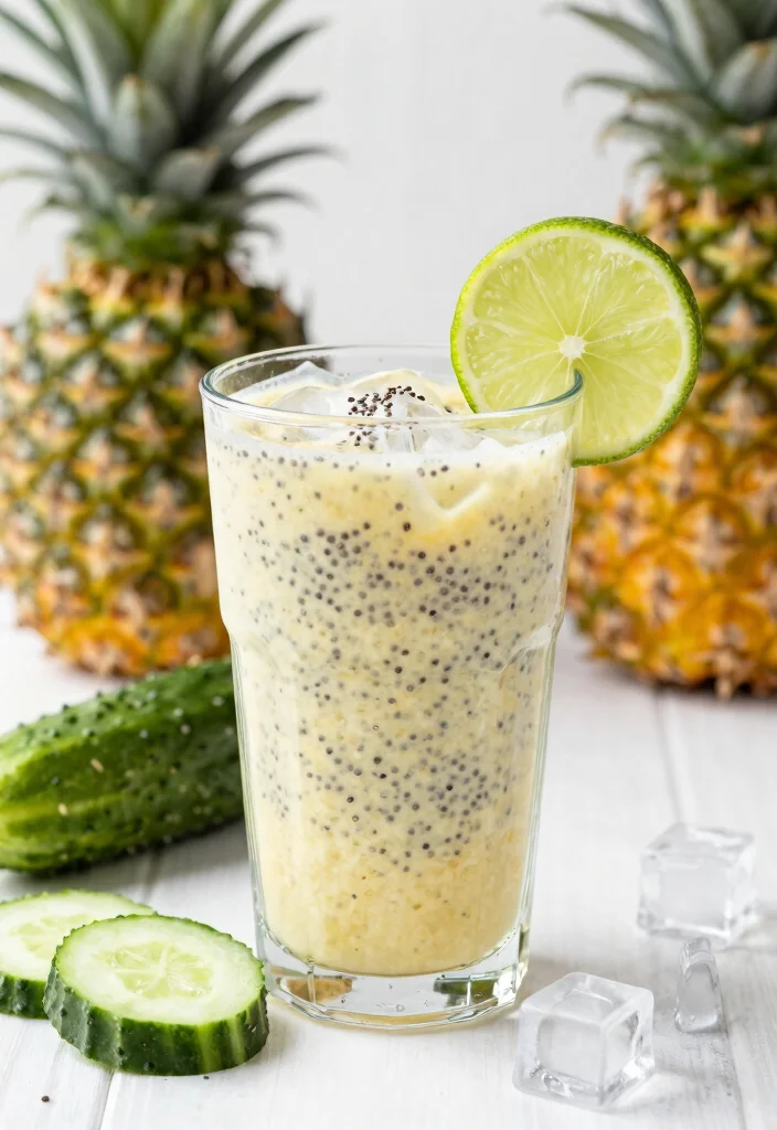 17 Cucumber Pineapple Detox Drink Recipes with Refreshing Tropical Flavor - 16. Cucumber Pineapple Chia Fresca 1