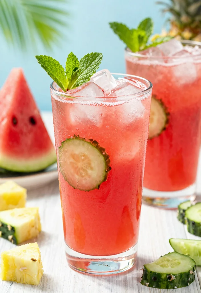 17 Cucumber Pineapple Detox Drink Recipes with Refreshing Tropical Flavor - 17. Cucumber Pineapple Infused Watermelon Juice 1