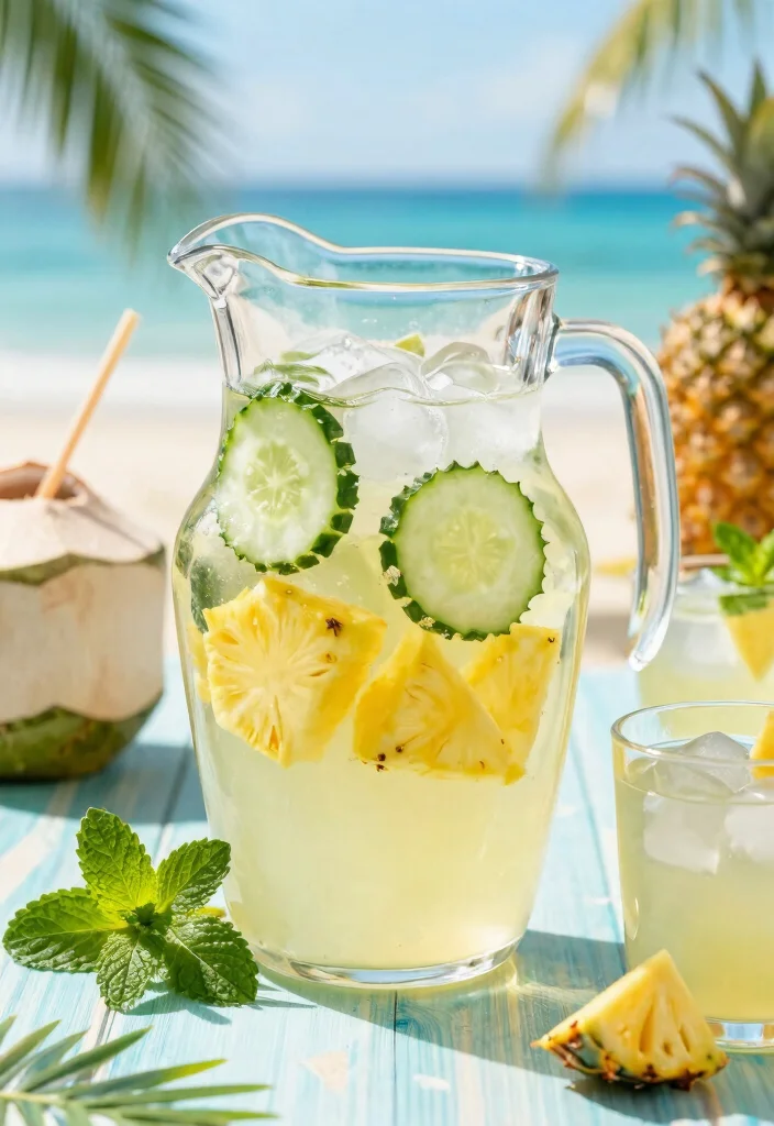 17 Cucumber Pineapple Detox Drink Recipes with Refreshing Tropical Flavor - 7. Coconut Cucumber Pineapple Infusion 1