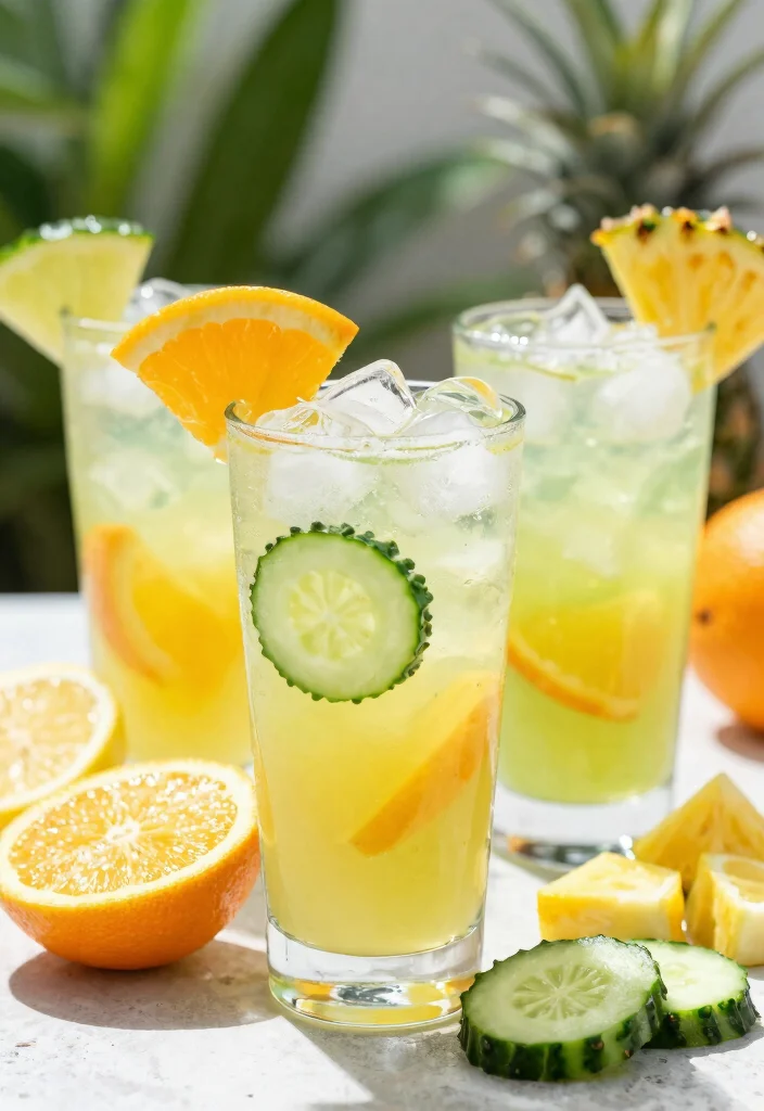 17 Cucumber Pineapple Detox Drink Recipes with Refreshing Tropical Flavor - 9. Citrus Cucumber Pineapple Refresher 1