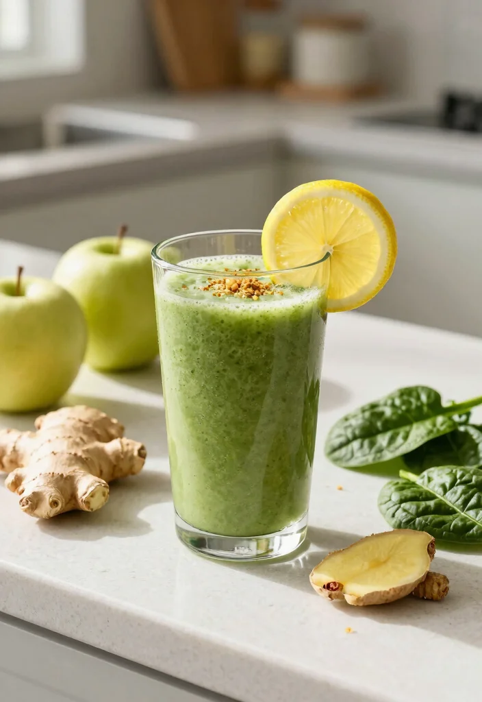 17 Green Detox Smoothie Recipes for Morning Energy and Gentle Body Cleanse - 11. Ginger Green Detox Smoothie 1
