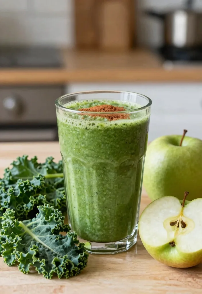 17 Green Detox Smoothie Recipes for Morning Energy and Gentle Body Cleanse - 12. Apple Kale Green Detox Smoothie 1