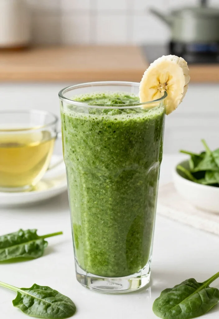 17 Green Detox Smoothie Recipes for Morning Energy and Gentle Body Cleanse - 13. Green Tea Spinach Detox Smoothie 1