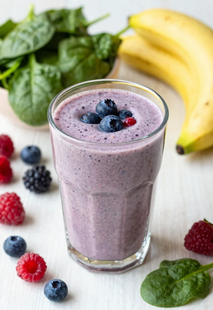 17 Green Detox Smoothie Recipes for Morning Energy and Gentle Body Cleanse - 5. Berry Spinach Green Detox Smoothie 1