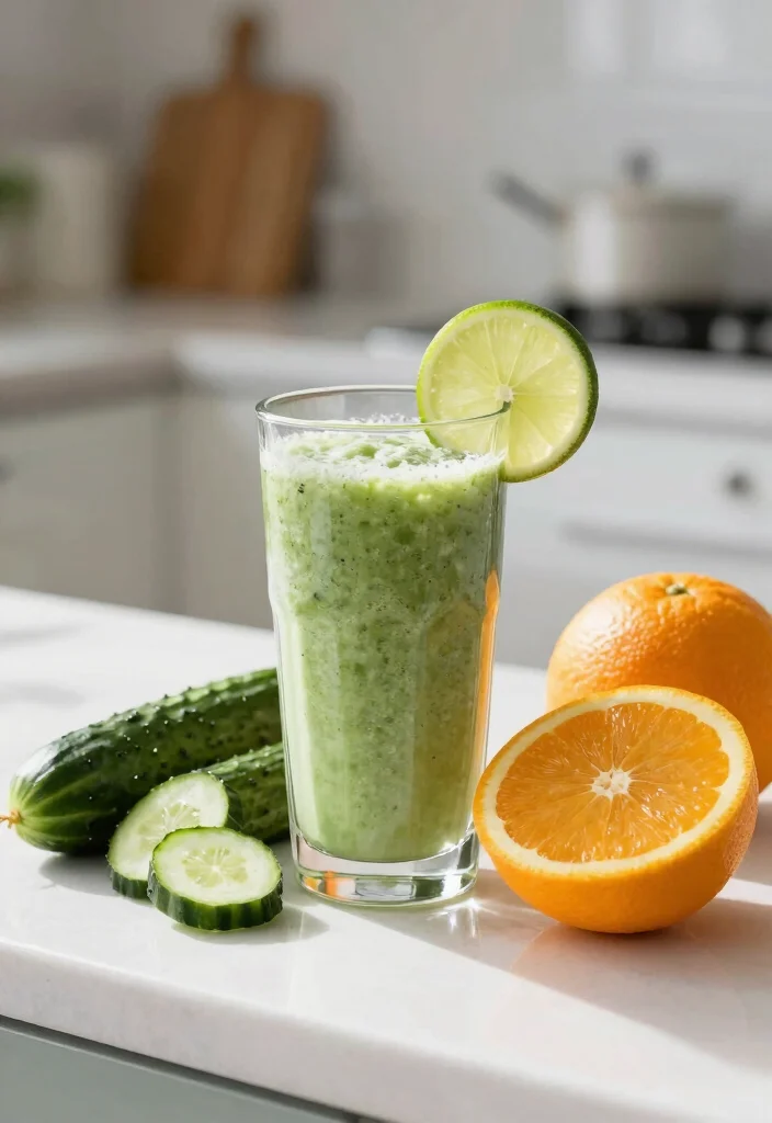 17 Green Detox Smoothie Recipes for Morning Energy and Gentle Body Cleanse - 7. Cucumber Citrus Green Detox Smoothie 1