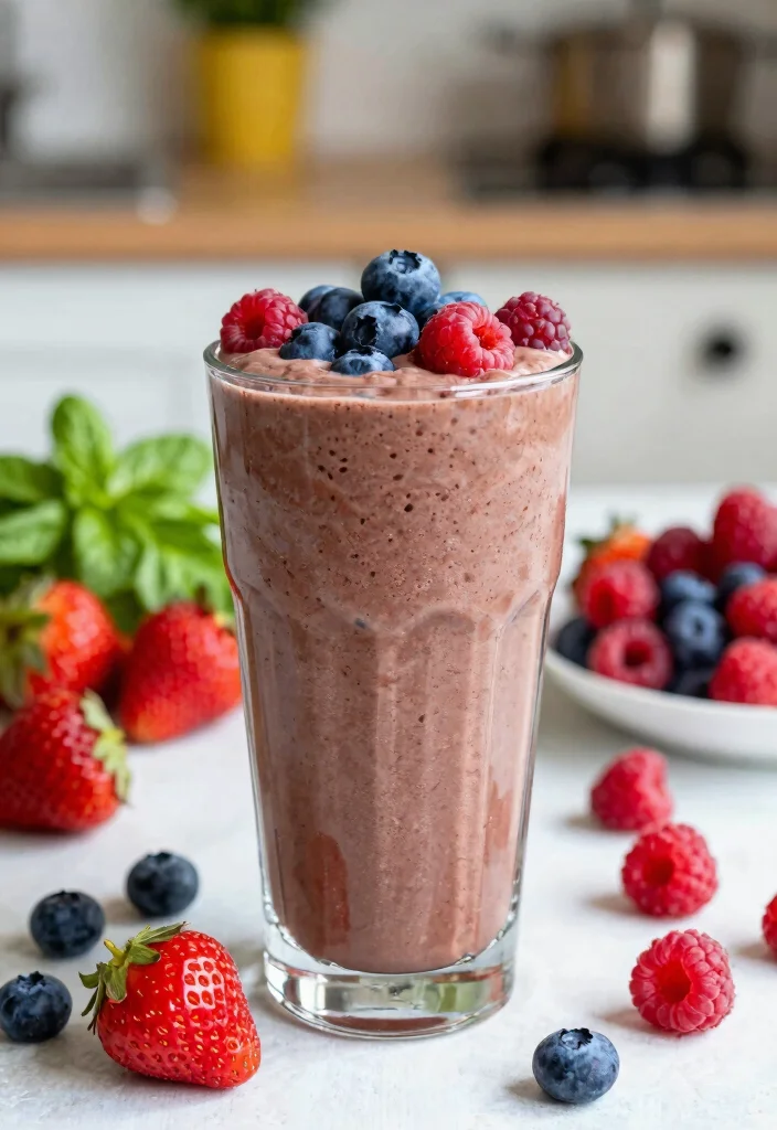 17 Healthy Chocolate Smoothie Recipes Without Guilt - 4. Berry Chocolate Smoothie 1