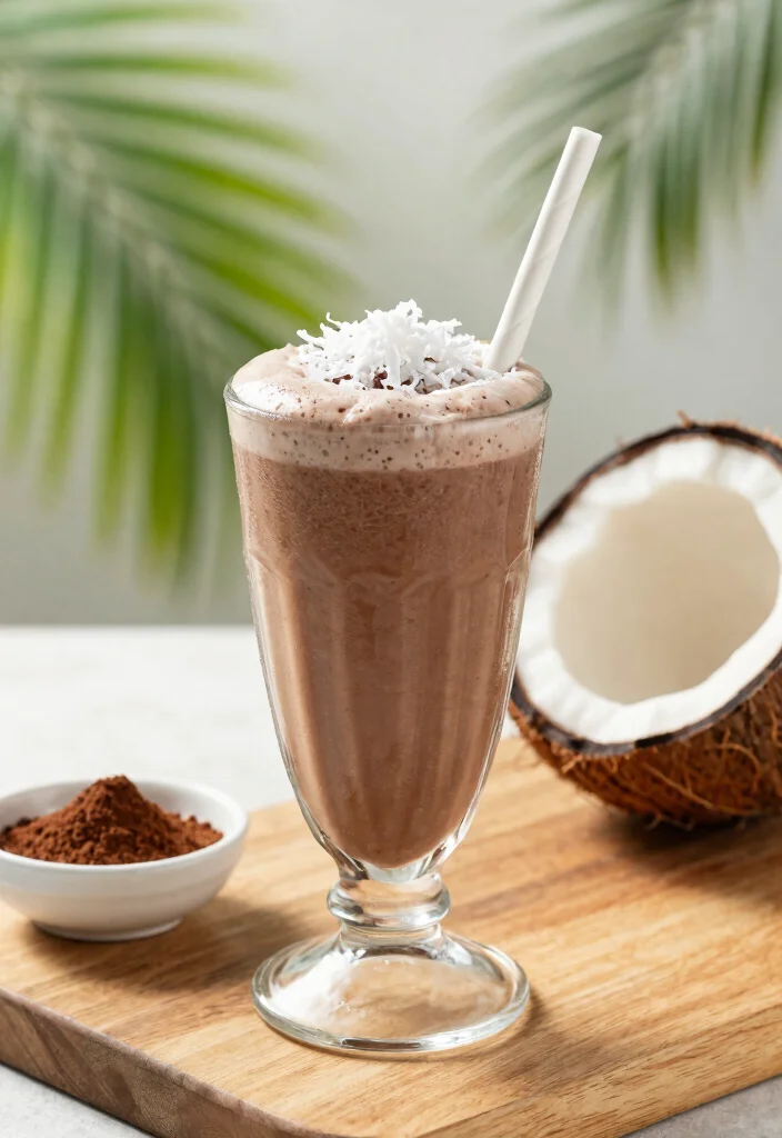17 Healthy Chocolate Smoothie Recipes Without Guilt - 7. Coconut Chocolate Smoothie 1