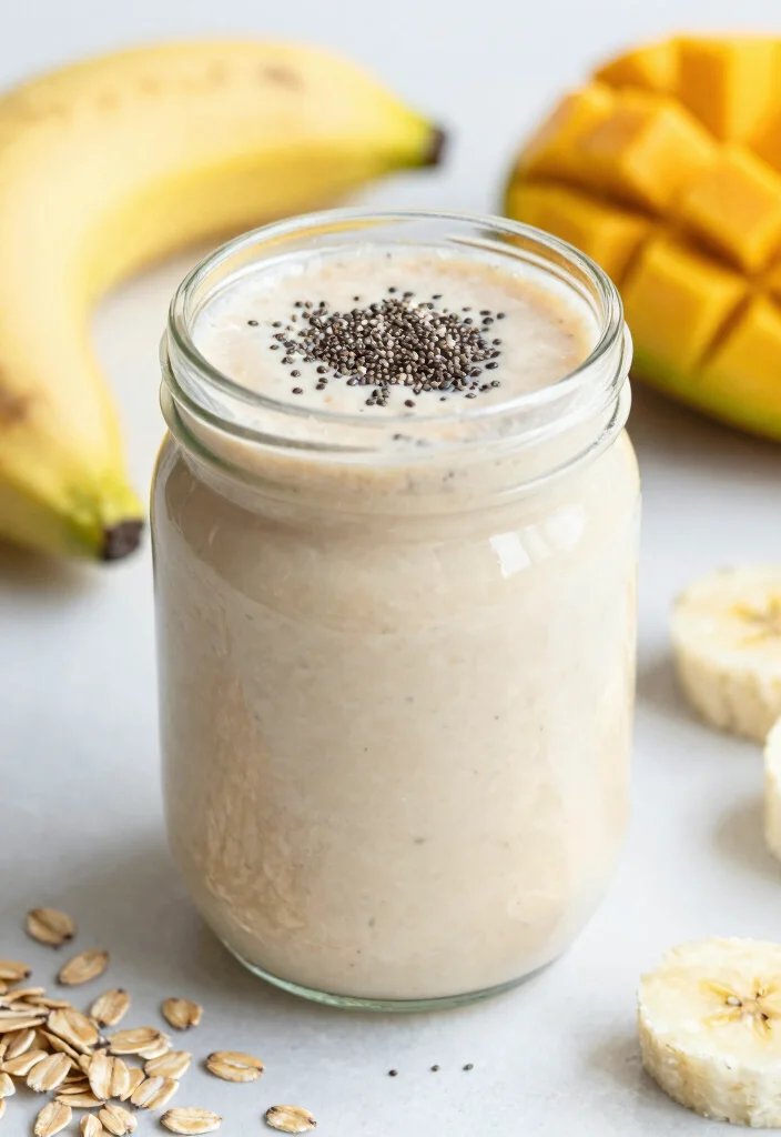 17 Mango Banana Smoothie Recipes Naturally Creamy - 4. Mango Banana Oat Smoothie 1