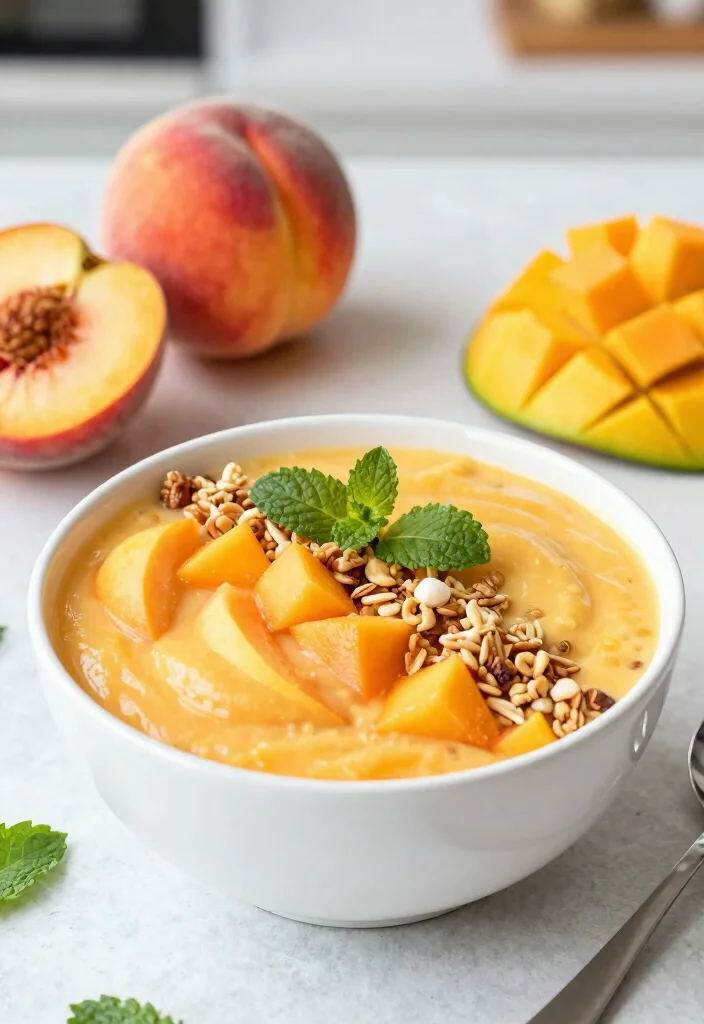 17 Mango Smoothie Bowl Recipes Naturally Creamy - 13. Mango Peach Smoothie Bowl 1