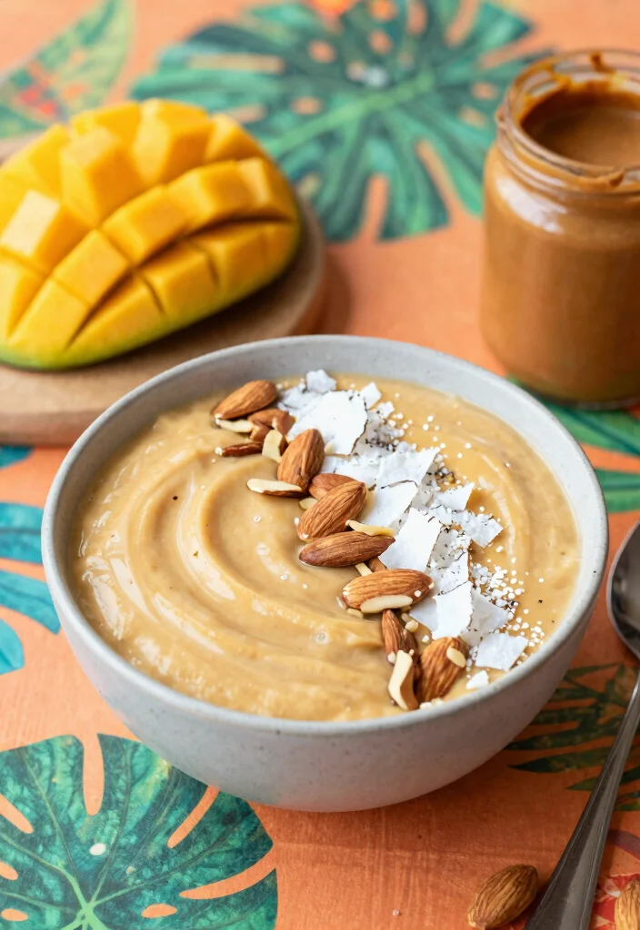 17 Mango Smoothie Bowl Recipes Naturally Creamy - 17. Mango Almond Butter Bowl 1