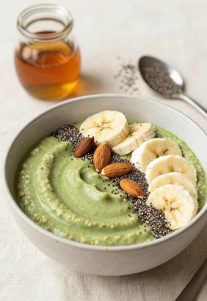 17 Matcha Smoothie Bowl Recipes with Antioxidants - 10. Matcha Oatmeal Bowl 1