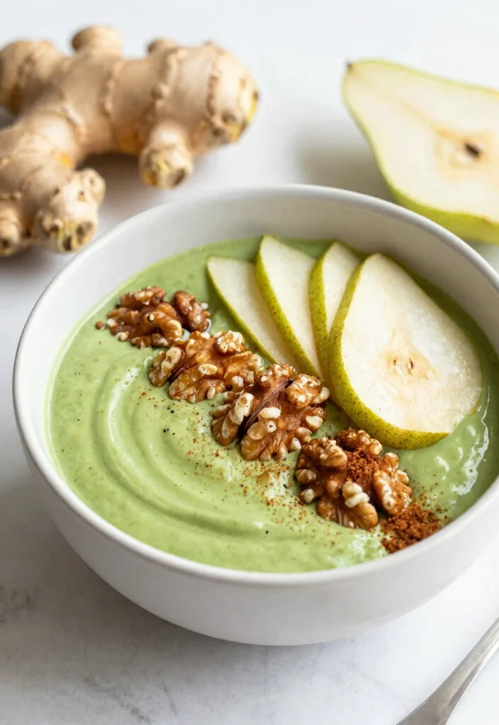 17 Matcha Smoothie Bowl Recipes with Antioxidants - 11. Matcha Ginger Bowl 1