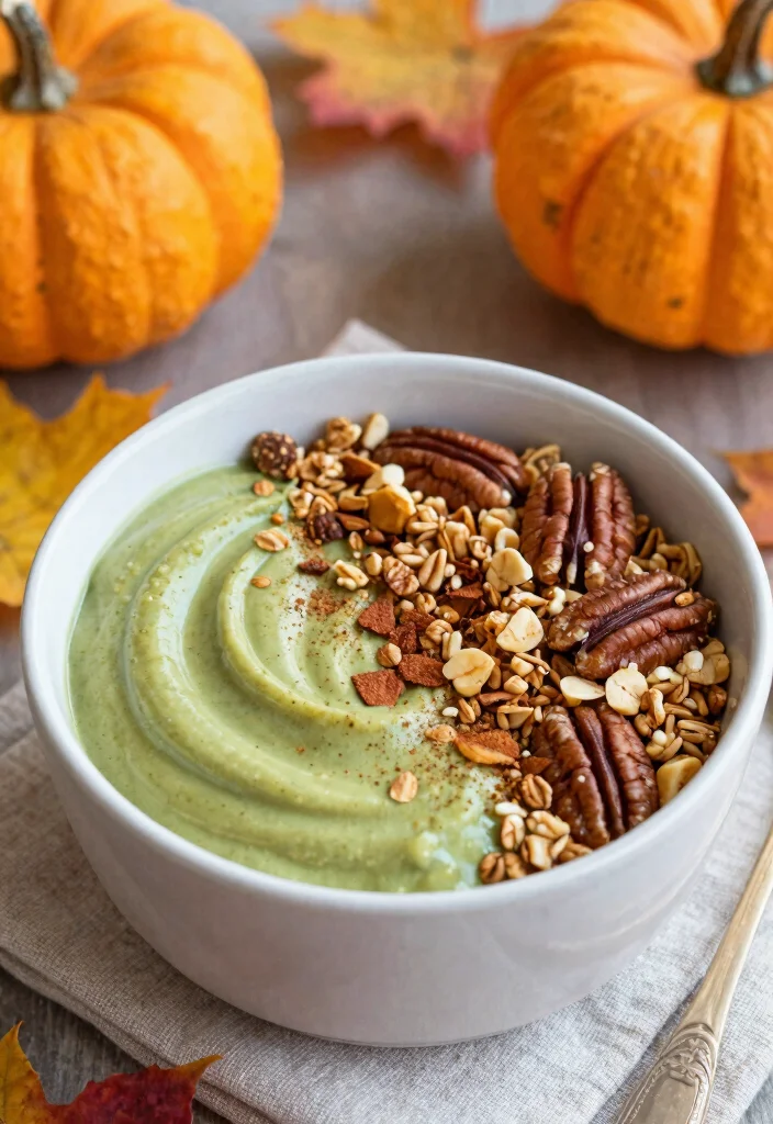 17 Matcha Smoothie Bowl Recipes with Antioxidants - 12. Matcha Pumpkin Spice Bowl 1