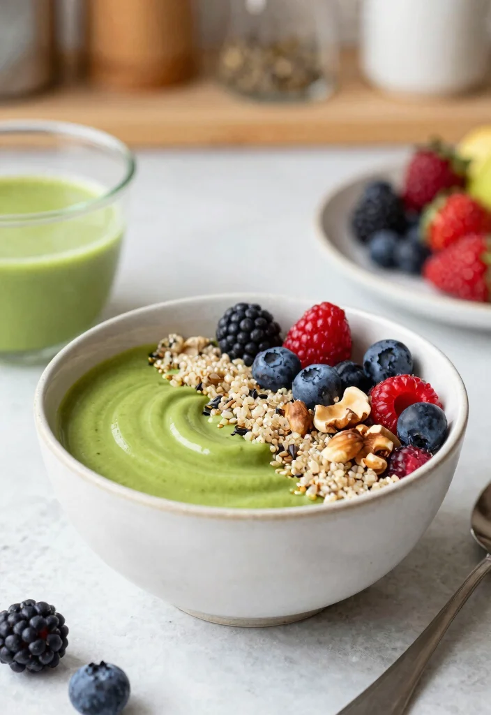 17 Matcha Smoothie Bowl Recipes with Antioxidants - 15. Green Tea Matcha Bowl with Quinoa 1