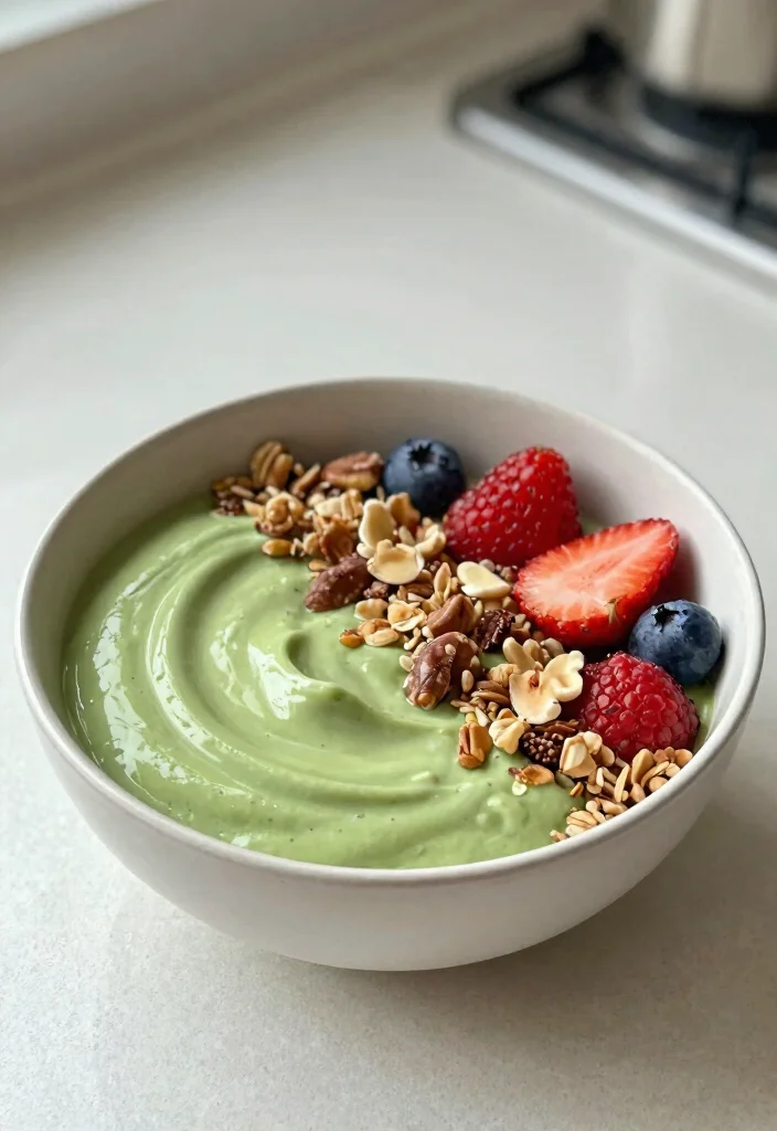 17 Matcha Smoothie Bowl Recipes with Antioxidants - 16. Matcha Yoghurt Bowl 1