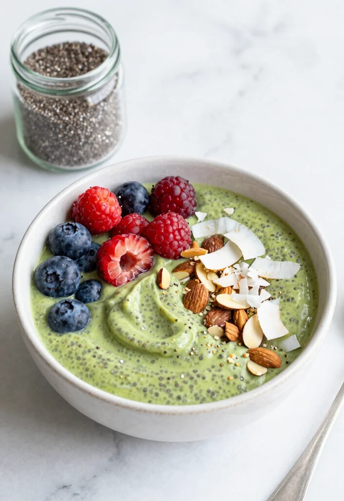 17 Matcha Smoothie Bowl Recipes with Antioxidants - 5. Matcha Chia Seed Bowl 1