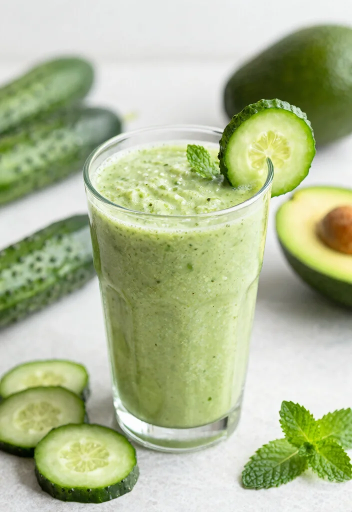 17 Smoothie with Avocado Recipes for Healthy Fats - 14. Avocado and Cucumber Smoothie 1