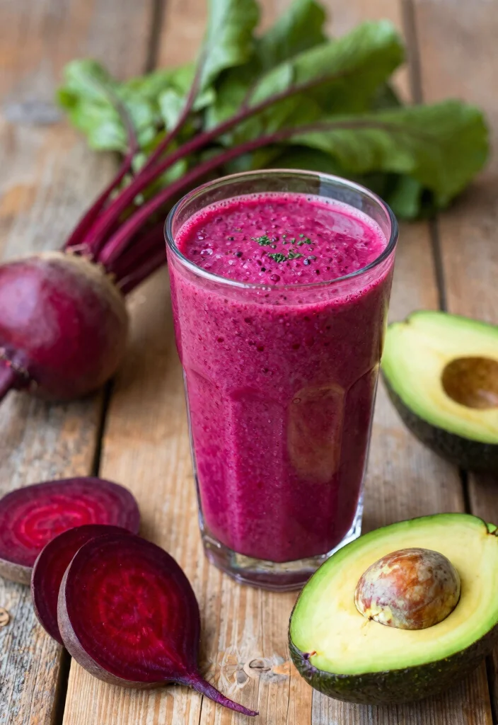 17 Smoothie with Avocado Recipes for Healthy Fats - 9. Avocado and Beet Smoothie 1