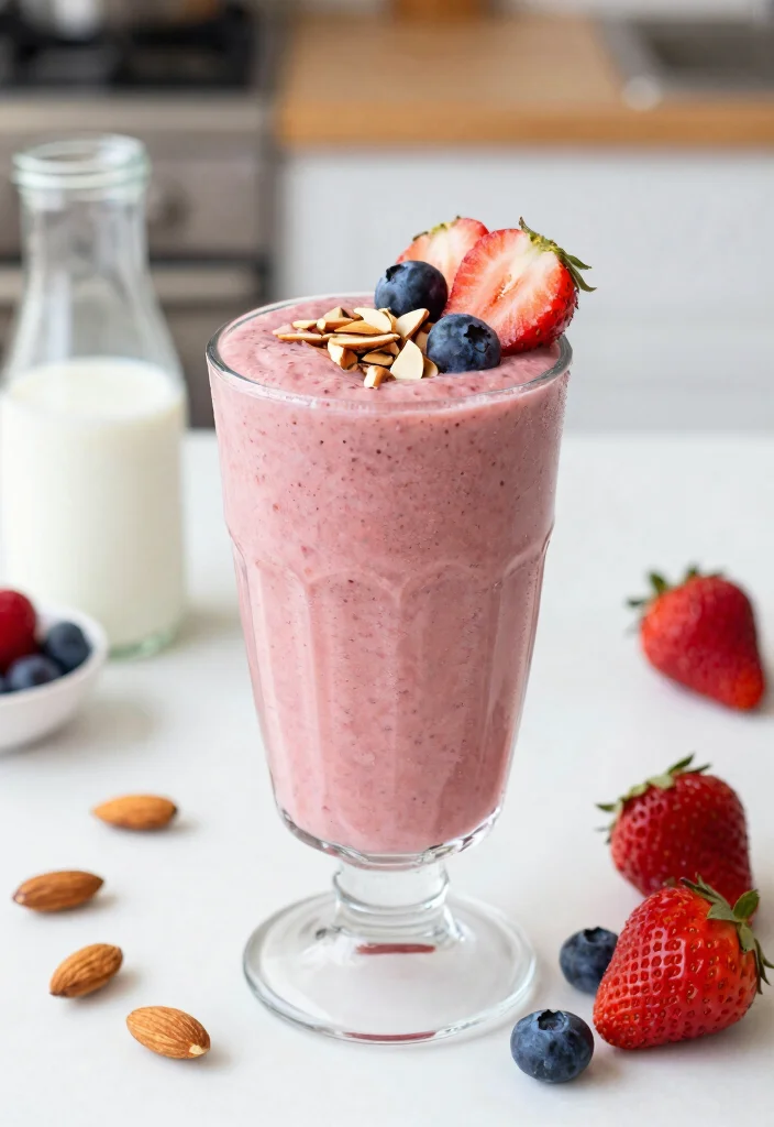 17 Strawberry Blueberry Smoothie Recipes Antioxidant Rich - 10. Strawberry Blueberry Almond Smoothie 1
