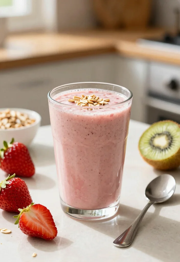 17 Strawberry Kiwi Smoothie Recipes High in Vitamin C - 17. Strawberry Kiwi Breakfast Smoothie 1