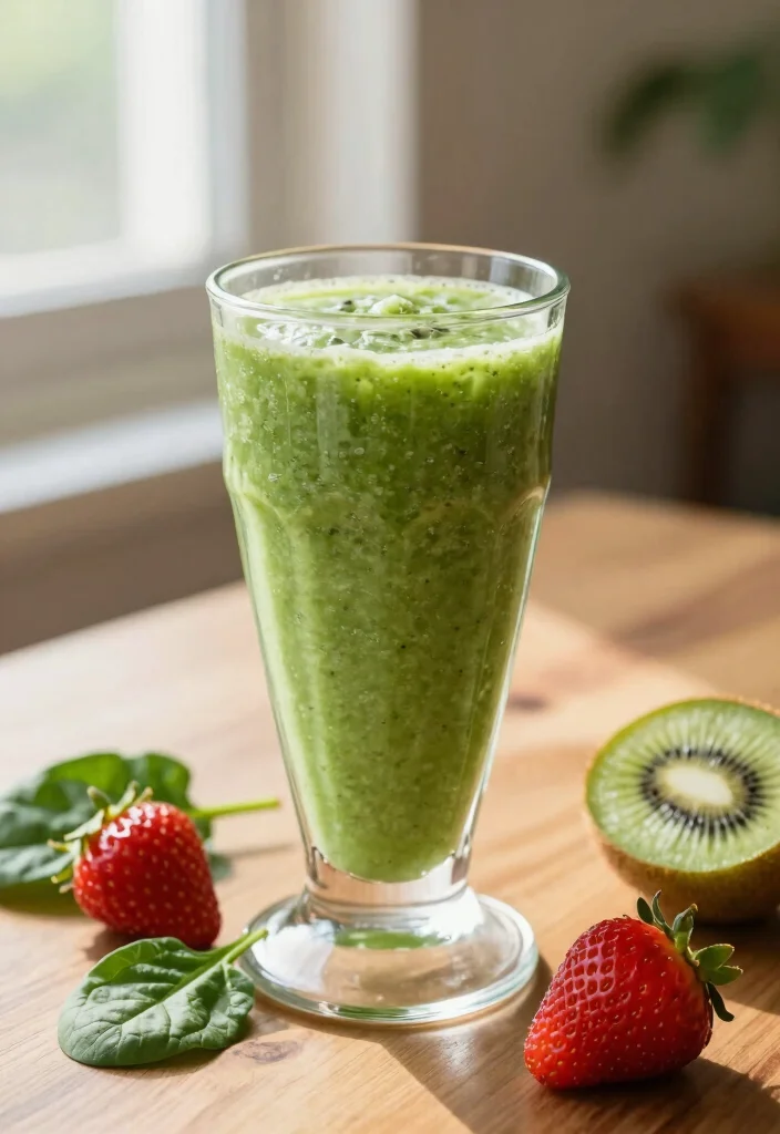 17 Strawberry Kiwi Smoothie Recipes High in Vitamin C - 4. Green Strawberry Kiwi Smoothie 1
