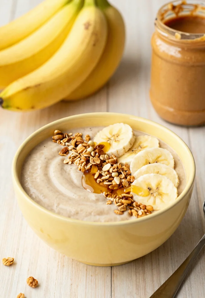 17 Thick Smoothie Bowl Recipes Extra Creamy - 10. Peanut Butter Banana Smoothie Bowl 1