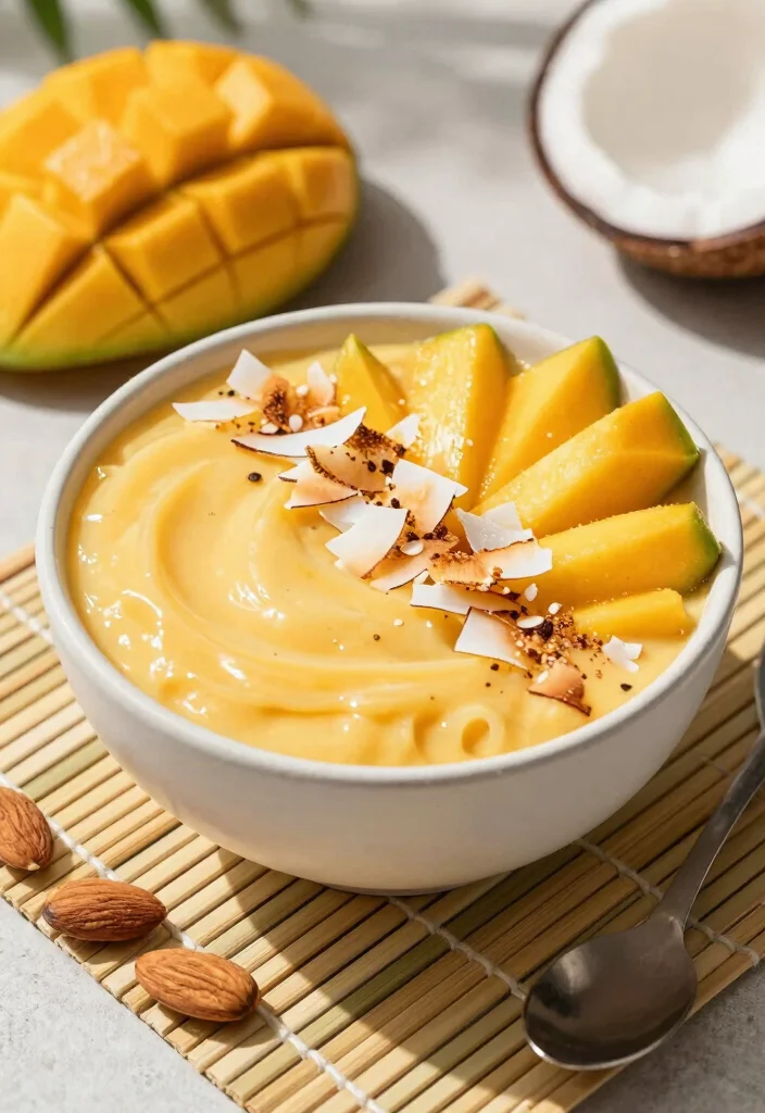 17 Thick Smoothie Bowl Recipes Extra Creamy - 12. Mango Coconut Smoothie Bowl 1