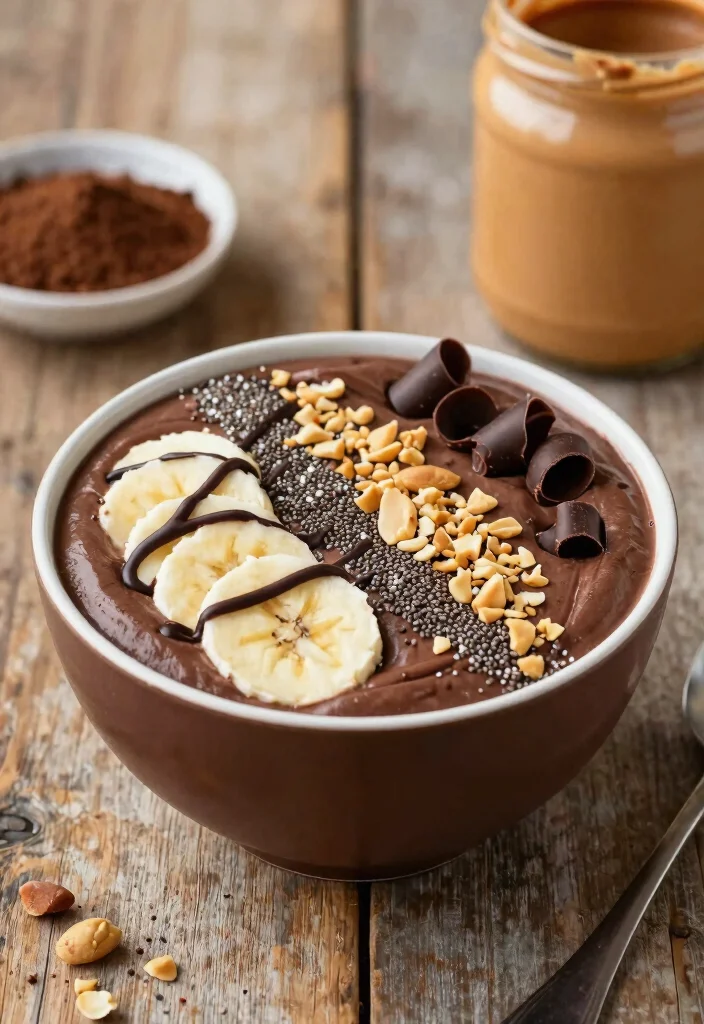 17 Thick Smoothie Bowl Recipes Extra Creamy - 3. Chocolate Peanut Butter Smoothie Bowl 1