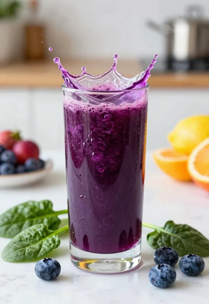 18 Detox Green Juice Recipes Packed with Leafy Greens and Fresh Vegetables - 12. Spinach and Blueberry Splash 1